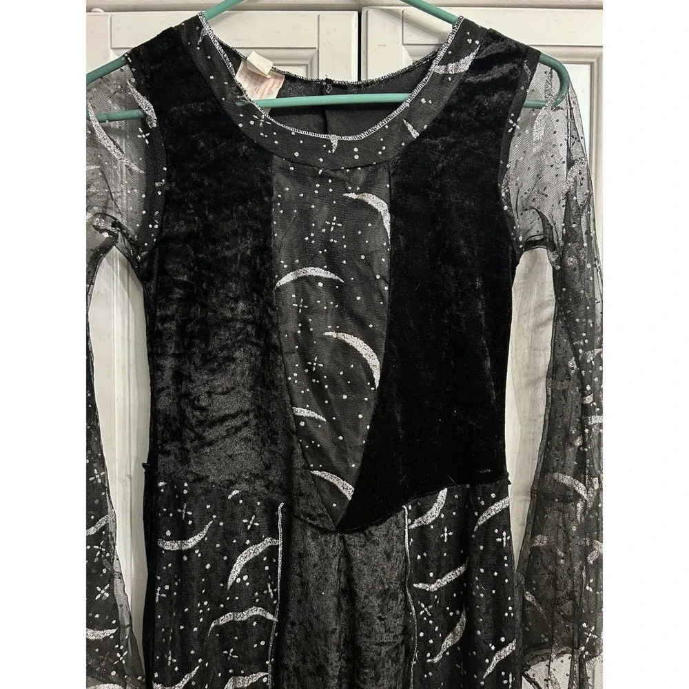 PreTeen Which Black Velvet Celestial Moon Star Costume Dress sz 10/12